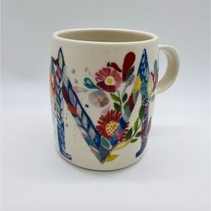 STARLA M. HALFMAN FOR ANTHROPOLOGIE LETTER “M” FLORAL COFFEE MUG